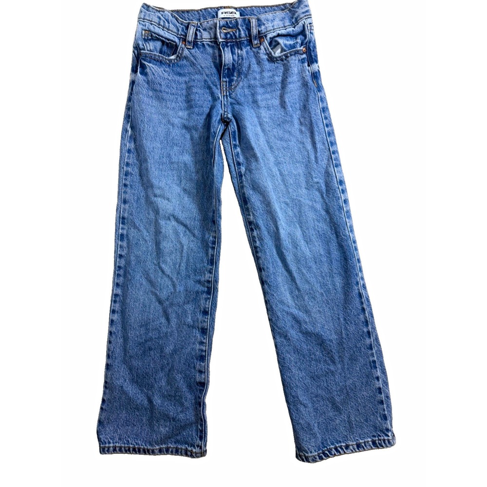 RSQ Girls Size 10 Low Rise Wide Leg Jeans Medium Wash Blue Denim
